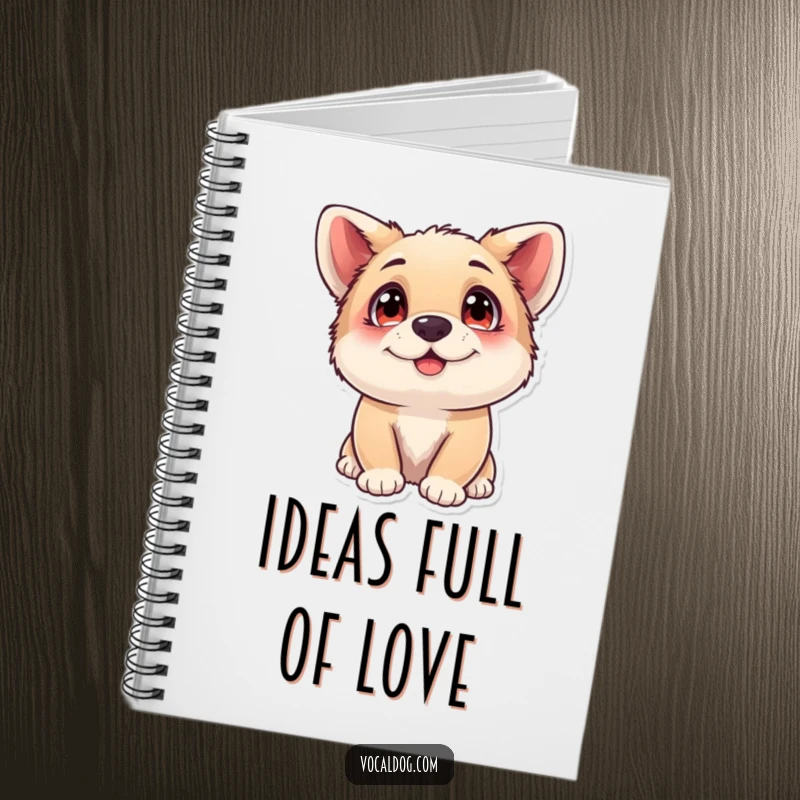 Funny Notebook with a dog showing adoring eyes, radiating pure happiness, perfect for capturing thoughts with a smile.