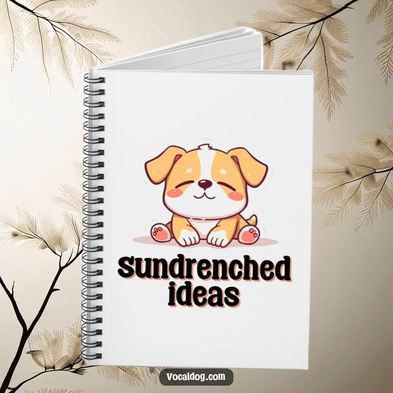Funny Notebook: A notebook cover featuring a dog peacefully sunbathing with eyes closed, celebrating pure contentment and relaxation.