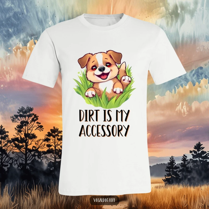 Funny t-shirt featuring a gleeful dog joyfully rolling in lush green grass, sparkling eyes, capturing pure doggy happiness, great gift.