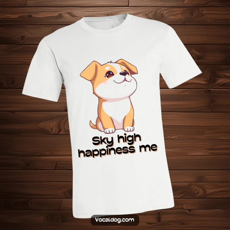 Funny Dog T-Shirt: A character dog with eyes closed, head tilted back, radiating pure bliss while looking up at the sky.