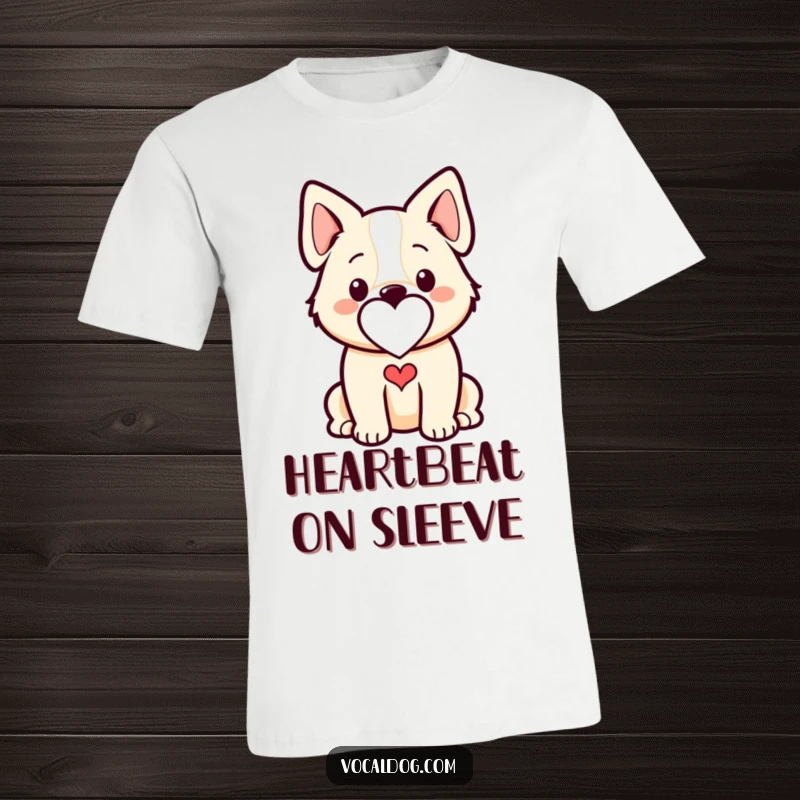Funny dog t-shirt with a stylized outline incorporating a subtle heart shape, symbolizing affection for dogs.