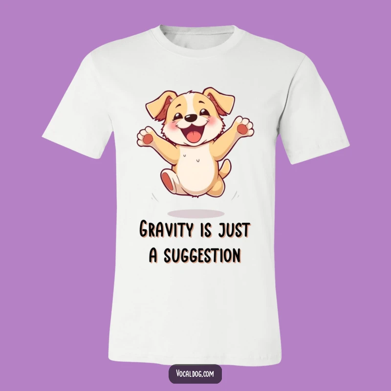 Funny Excited Dog Jumping T-Shirt - Flailing Paws, Maximum Fun!