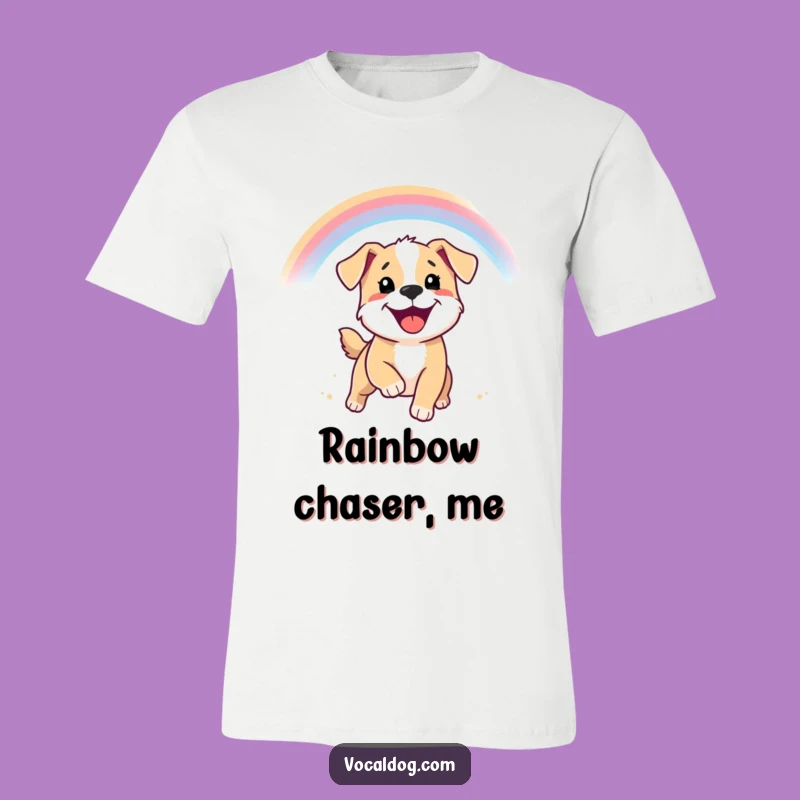 Funny Puppy Rainbow T-Shirt - Beaming Smile Dog, Chasing Fun, Awesome Gift