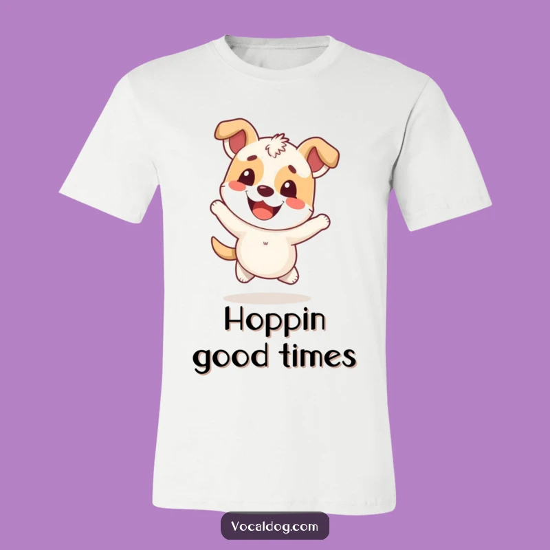 Funny Hopping Dog T-Shirt: Overwhelmingly Cheerful Expression Tee