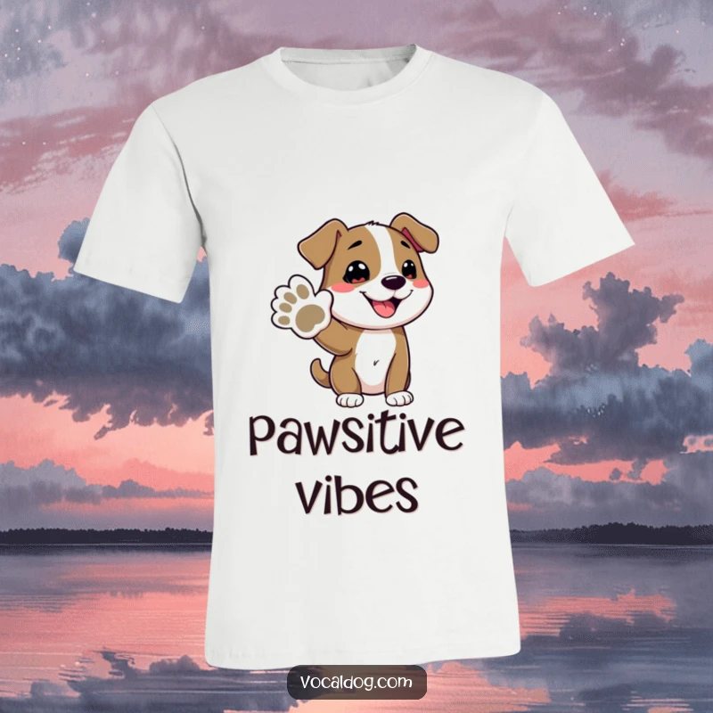 Funny t-shirt showcasing a beaming dog character offering its paw, conveying warmth and a desire for connection, great for dog lovers.