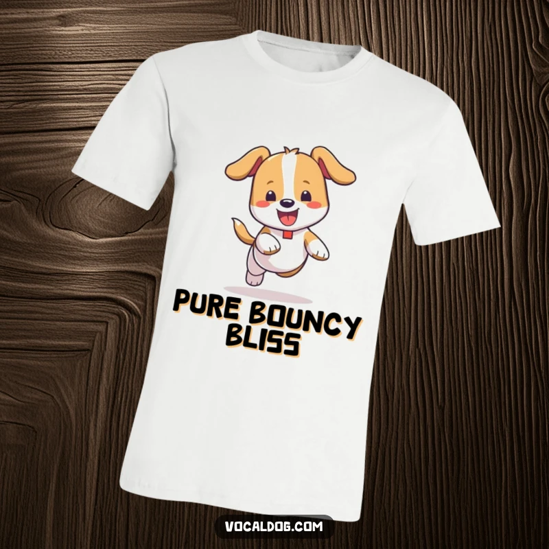 Funny T-Shirt: A dog happily bouncing with carefree abandon, showcasing its playful nature and infectious enthusiasm for life.