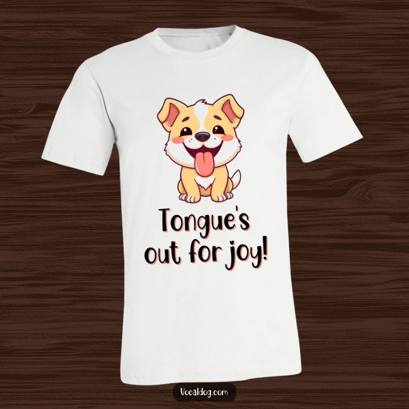 Funny dog t-shirt showcasing a dog's broad smile and lolling tongue, symbolizing ultimate canine happiness.