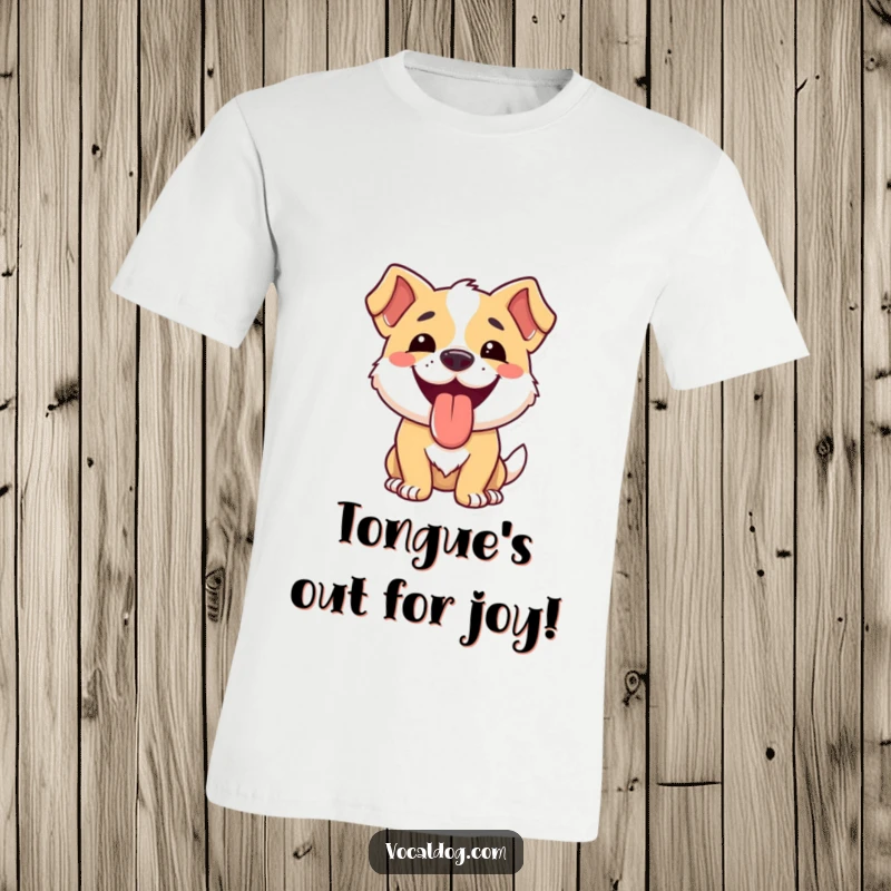 Funny dog t-shirt showcasing a dog's broad smile and lolling tongue, symbolizing ultimate canine happiness.