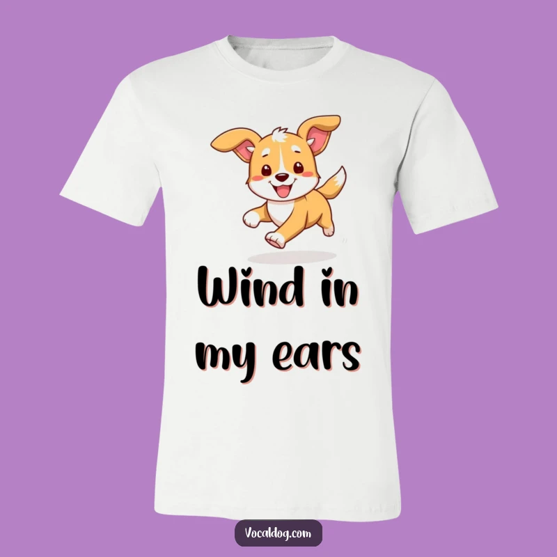 Funny Dog Running T-Shirt: Express Your Joy with Flappy Ears Fun