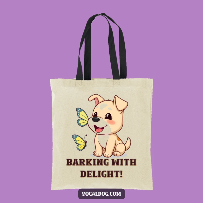 Funny Dog Butterfly Bark Tote Bag: Carry Friendly Greetings!