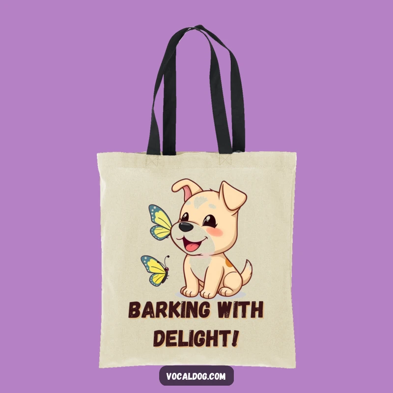 Funny Dog Butterfly Bark Tote Bag: Carry Friendly Greetings!