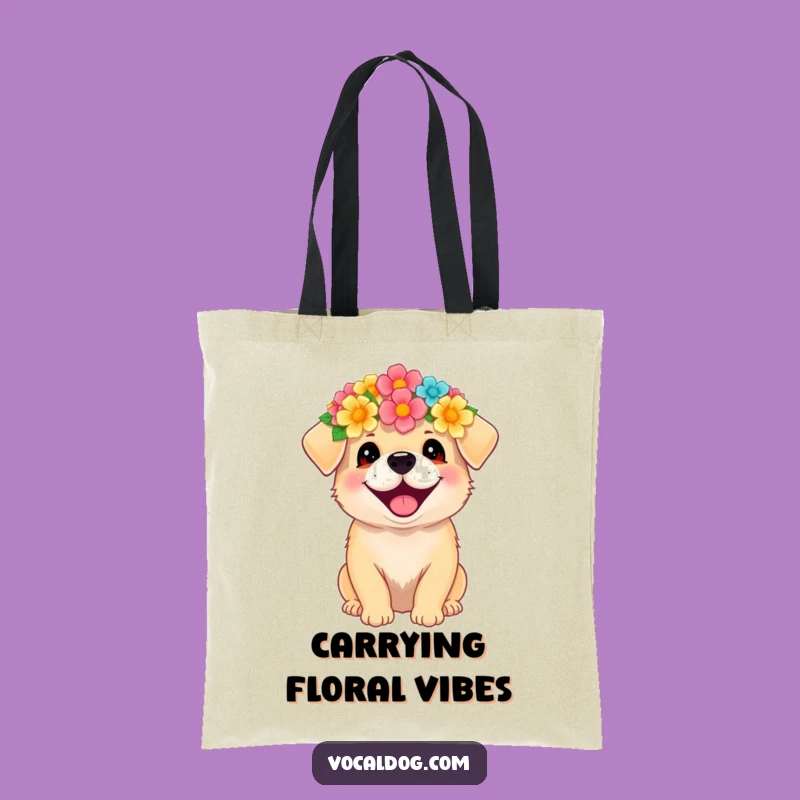 Funny Flower Crown Dog Tote Bag - Charming & Hilarious Accessory Gift