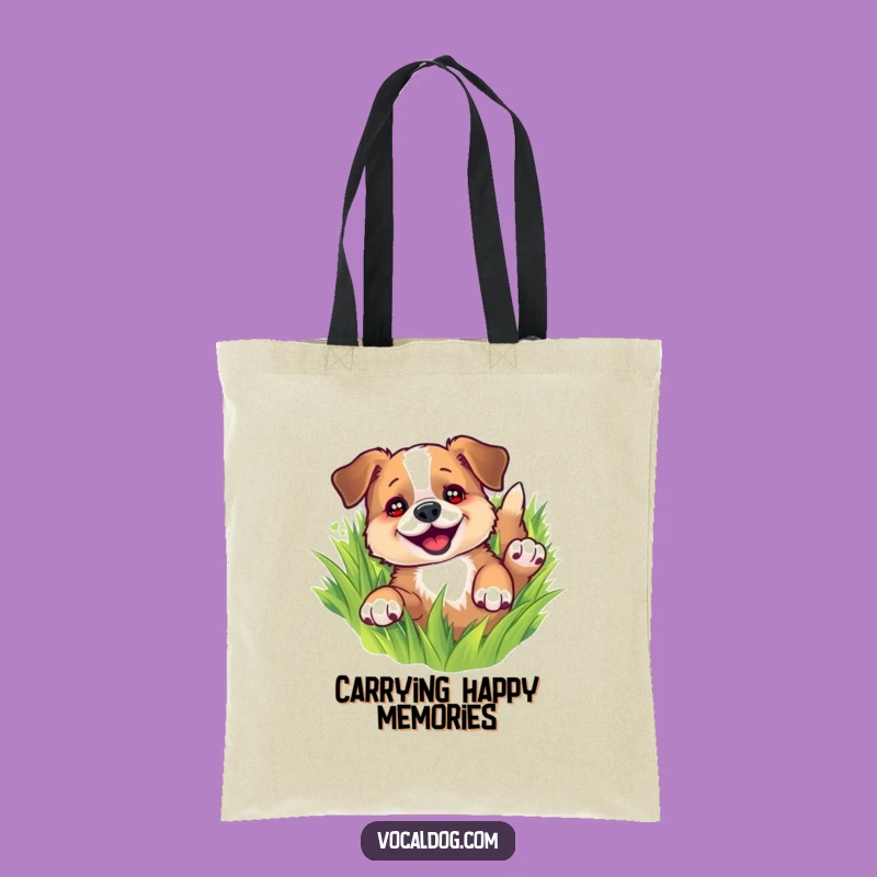 Funny Dog Rolling in Grass Tote Bag: Carry Your Essentials with Canine Charm