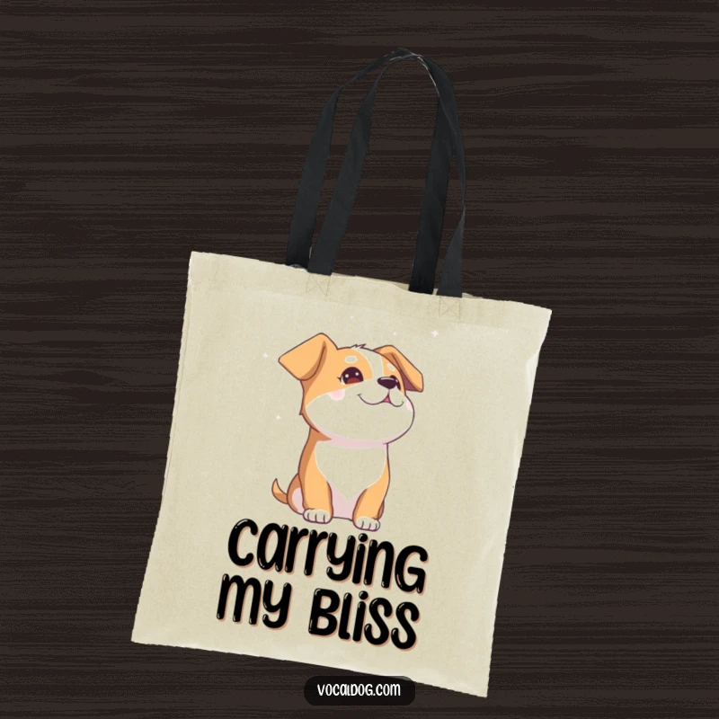 Funny Dog Tote Bag: A stylish and durable bag showcasing a dog looking up at the sky with closed eyes and an expression of pure bliss.