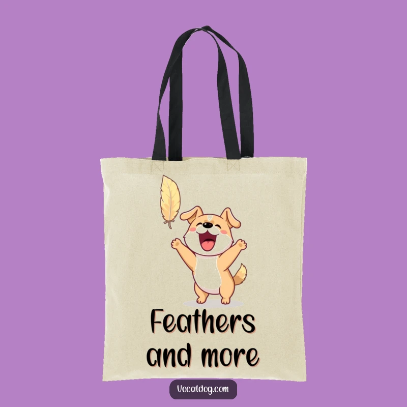 Funny Barking Dog Tote Bag: Feather Chase Fun, Great Funny Gift Idea