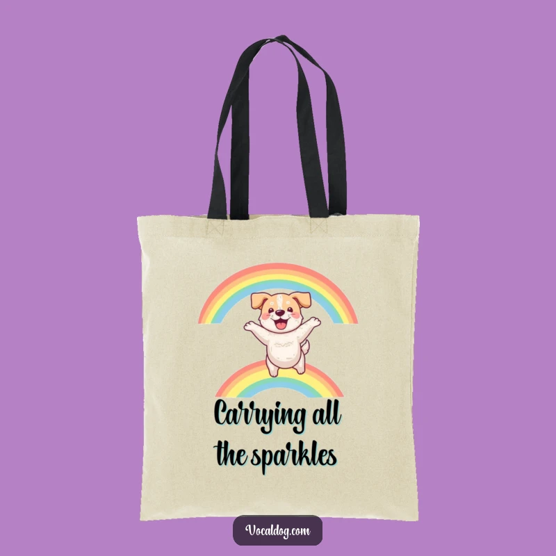 Funny Dog Rainbow Leap Tote Bag: Carry Your Essentials with Joyful, Humorous Style