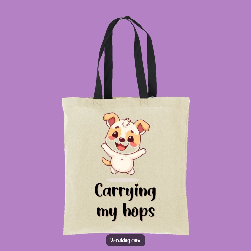 Funny Hopping Dog Tote Bag: Carry Your Cheer Everywhere
