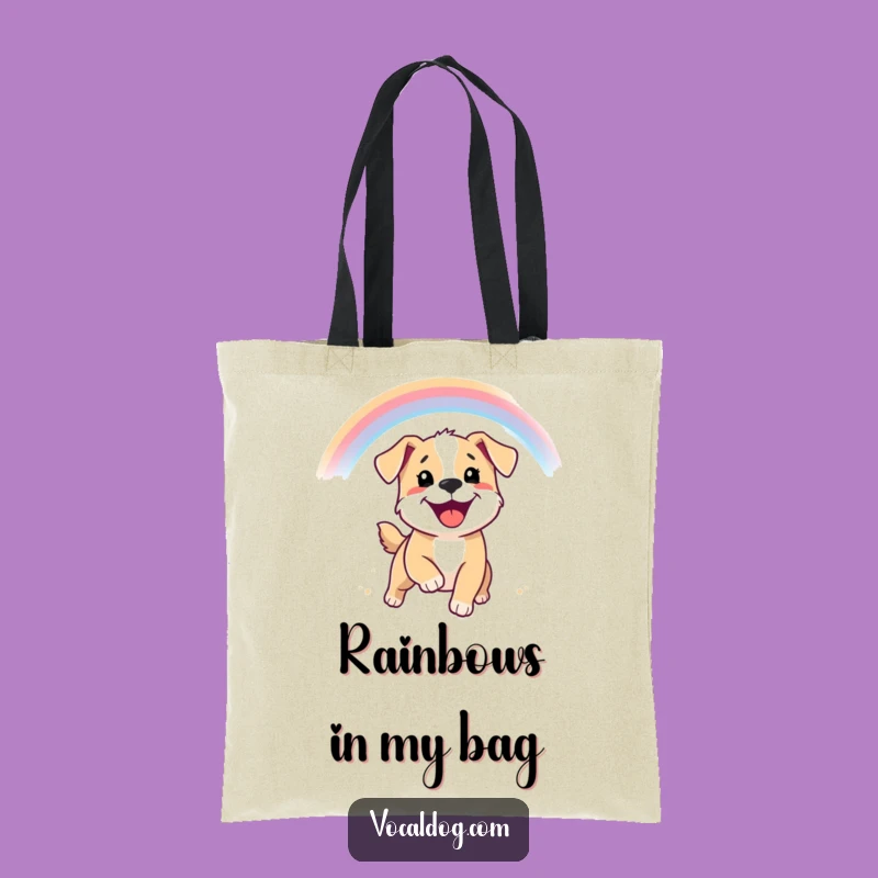 Funny Puppy Rainbow Tote Bag - Smiling Dog, Carry Dreams, Practical Gift