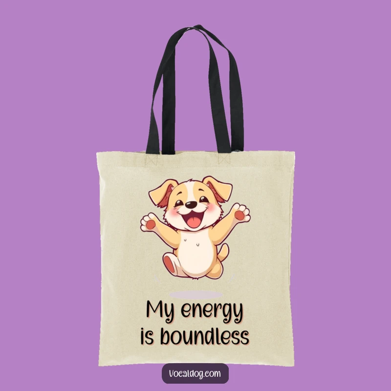 Funny Excited Dog Jumping Tote Bag - Carry Your Joyful Energy