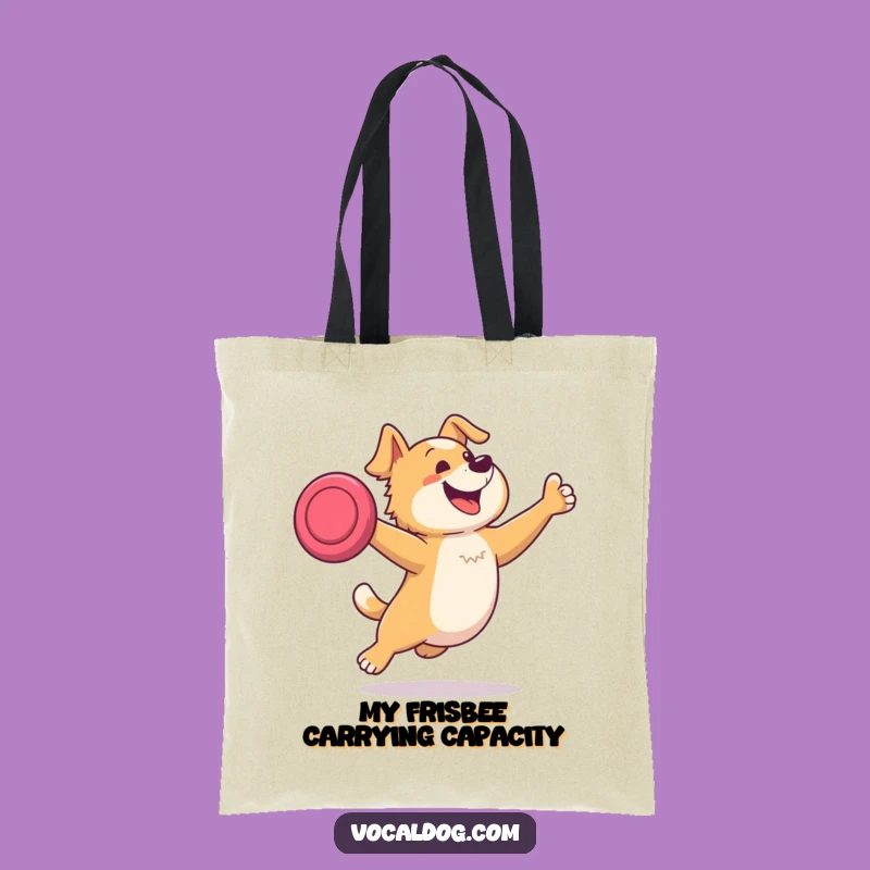Funny Dog Frisbee Tote Bag: Carry Your Essentials with a Happy Pup's Gift