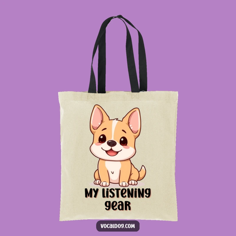 Funny Dog Listening Tote Bag: Carry Your Essentials with Happy Pup Attention