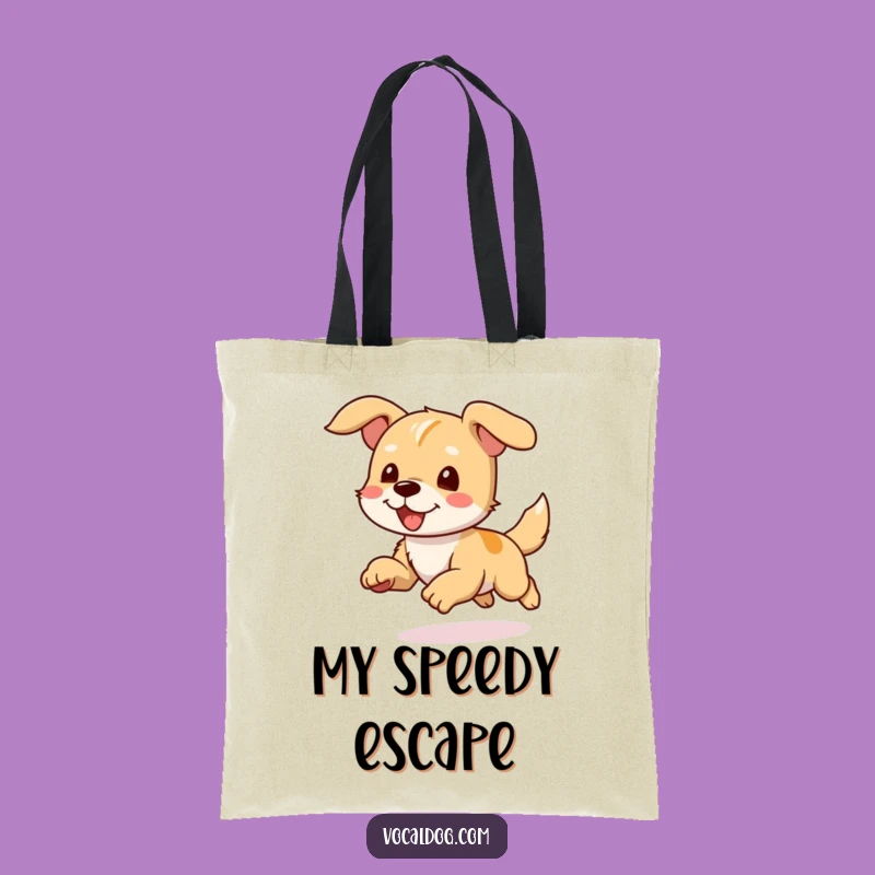 Funny Joyful Dog Running Tote Bag: Carry Your Essentials with Gusto!